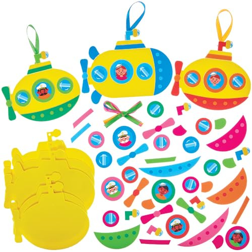 Baker Ross FN075 U-Boot Mix & Match Deko-Sets - 8er-Pack, Deko-Bastelsets für Kinder