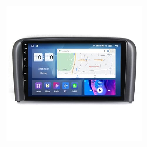 HURUMA Android 12 Autoradio Mit Navi 2 Din 9 Zoll Touchscreen Autoradio Für Volvo S80 1998-2006 Mit Carplay Android Auto,mit RDS Bluetooth FM AM Lenkradsteuerung Rückfahrkamera (Color : M400 6+128G)