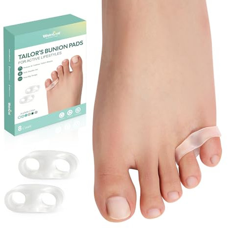 Welnove Tailor's Bunion Corrector Pads - 8 Pack Pinky Toe Protector for Overlapping Toe, Bunion Cushion with Separator for Women Men, Gel Bunion Shield for Foot Pain Relief(Sport Spacers)