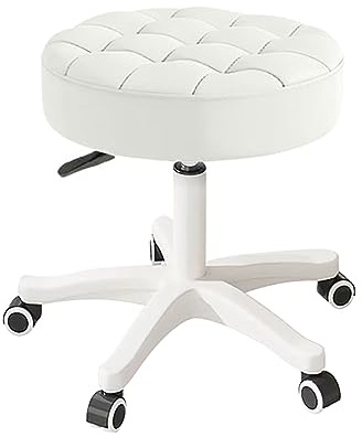 HDHNBA Kleiner Stuhl, runder Drehhocker mit Rollen, Sitzhöhe 35–45 cm, 360° drehbar, PU-Leder, höhenverstellbar, drehbar, Arbeitshocker, Zeichnerhocker, Drehhocker für das Büro Hocker