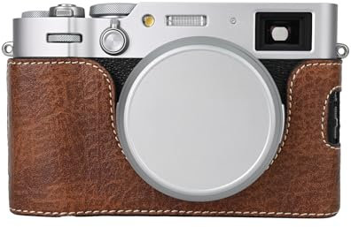 X100VI Half Case,PU Leather Retro Portable Protective Case Compatible with Fujifilm X100VI Camera (Brown)