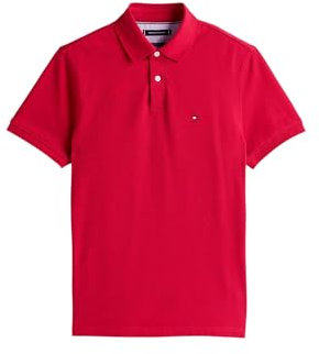 Tommy Hilfiger Herren Poloshirt Kurzarm 1985 Regular Fit, Mehrfarbig (Medium Red), XXL