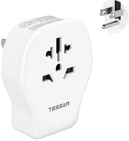 TESSAN Adattatore Presa Americana, 4 in 1 Presa USA con 2 USB C e 1 USB A, Adattatore Spina Americana 1250 W, per Canada Messico, Supporto Spina Italiana 3pin, Bianco