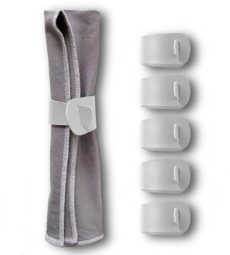 MIQIO® Design Edle Serviettenringe aus Kunstleder | 6er Set | 16x5 cm | Dekorative Servietenhalter | abwaschbar | grau