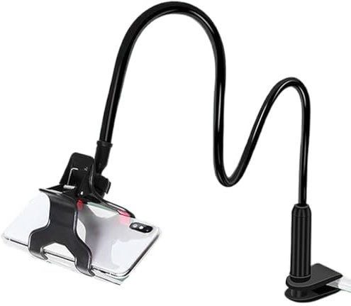 Oldmoom Handyhalter fürs Bett, Bett-Handyhalter zum Hinlegen | Verstellbarer Telefonständer - Handy-Halterung, Klemmclip, Flexibler Langer Arm, Deckenhalterung für Schreibtisch-Kopfteil, Nachttisch