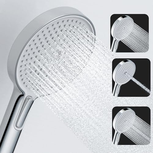 Soffione doccia a pioggia grande XXL – 135 mm di diametro, doccetta ad alta pressione, risparmio d'acqua e aumento della pressione, getto d'acqua delicato, ugelli in silicone con gommini anticalcare