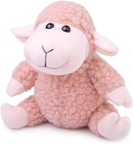 capybaraflying Weiches Plüschtier aus Schafwolle, Rosa Schaf Plüschtier, realistisches Bauernhof-Stofftier-Schaf, Geschenk für Kinder und Erwachsene –13cm/5in
