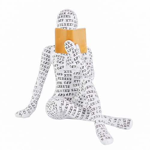ARJDXDP Lesende Frau Skulptur, Deko für Regal, Deko Figuren, Denker Stil Lesefiguren Statue, Innovative Dame, Die Zellstoff Formt, Büro, Studie, Bücherregal-Ornamente