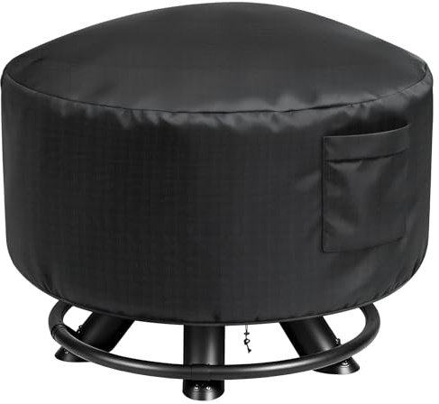 VORHOT Feuerschale Abdeckung, Ø97x56cm Wasserdicht Winddicht UV-Beständiges Robustes Oxford-Gewebe Abdeckung Gartenmöbel Rund Schutzhülle Funkenschutz für Feuerstelle, Feuerkorb, Feuertonne, Schwarz