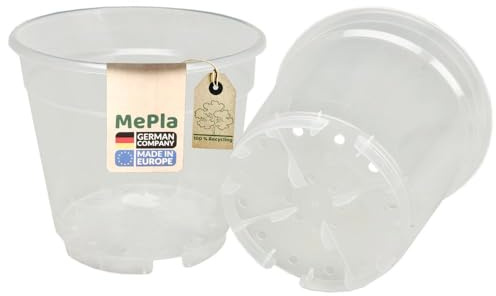 MePla - 15 Stück - Pflanztopf Orchidee ø 10 cm - transparent (ø/h: 10/8,9 cm, Volumen: 0,4 L) - Sorgt für Luftzirkulation und schützt zuverlässig vor Staunässe