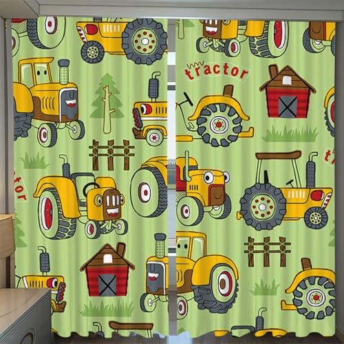 MOXINO 3D Traktor Vorhänge Verdunkelung 2er Set mit ösen Traktor Gardinen Kälteschutz Vorhang Blickdicht Schiebevorhänge für Wohnzimmer Schlafzimmer B 150 x H 166cm（Muster 18-8）