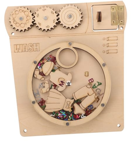 Mikinona Juguete Lavadora de Madera con Lentejuelas Tablero Sensorial DIY para Años Educativo de Habilidades Motoras y Coordinación Visual Actividad Montessori Temprana