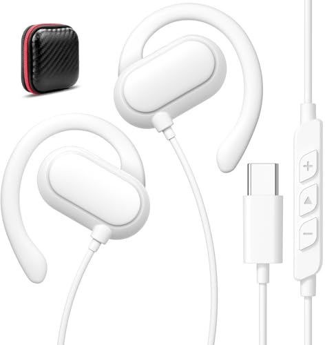 iMangoo USB Type C Headphones Wired Over Ear Buds for Apple iPhone Air 17 16 15 Pro Max 16e for iPad, Open Earbuds Corded Earphones for Samsung Galaxy S25 S24 S23 for Google Pixel 10 Android White