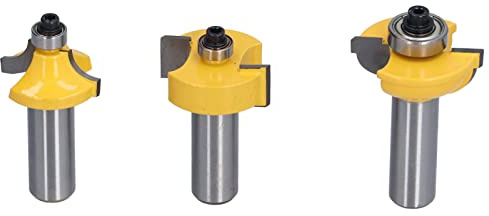 Baxnore 3Pcs Shaker Door Router Bit Set Premium Steel Durable Rustproof Anti Kickback Design 1/2 Inch Shank for Cabinet Doors Glass Doors Woodworking Projects