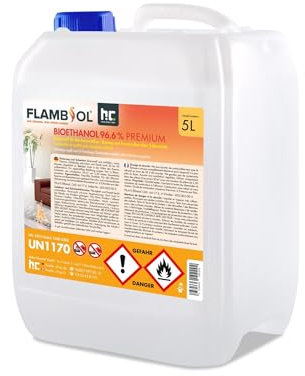 Höfer Chemie 1 x 5 L FLAMBIOL® Bioethanol 96,6% Premium für Ethanol Kamin, Ethanol Feuerstelle, Ethanol Tischfeuer und Bioethanol Kamin