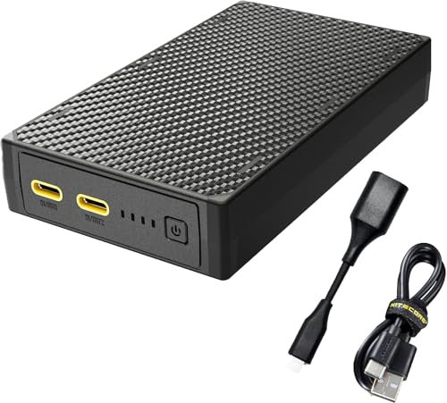 Nitecore Batería Externa NB20000 Gen3 – Power Bank con 20000 mAh y Fibra de Carbono Ultraligera, Cargador USB-C portátil, Carga rápida