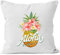 Autiga Kissenbezug Ananas Aloha Hawaii Blumen Tropical Paradise Kissen-Hülle Deko-Kissen quadratisch Baumwolle weiß Unisize