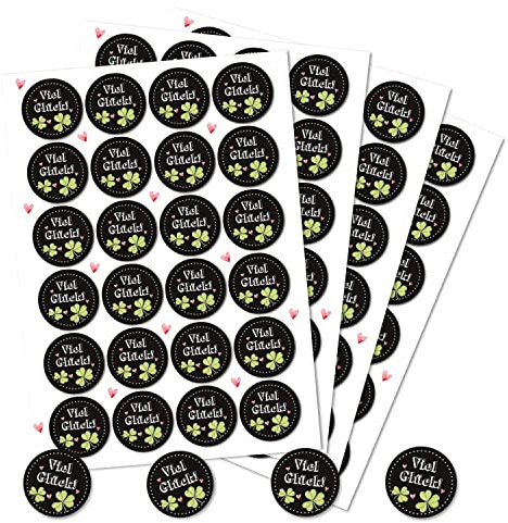 Logbuch-Verlag 96 Sticker Viel Glück Ø 4 cm Geschenkaufkleber 2025 Glücksbringer Silvester Neujahr Gastgeschenk verzieren
