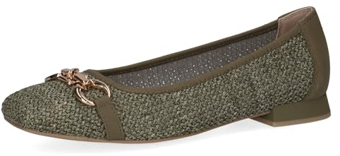 CAPRICE Women Ballet Flats Raffia Elegant, Green (Cactus Comb), 6 UK