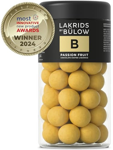 LAKRIDS BY BÜLOW - B - Passion Fruit - 295g - Dänische Gourmet Lakritz-Kugeln - Süßer Lakritzkern umhüllt von Weißer Schokolade & Passionsfrucht