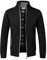 Jinsha Cardigan da Uomo Lavorato a Maglia, con Cerniera Intera, Caldo Maglione Invernale Foderato in Pile(Black XXL)