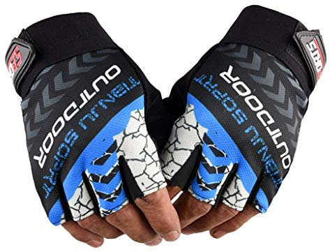 TUDUZ Radsporthandschuhe, Trainingshandschuhe,Fahrrad, Road Race, Fitnessstudio, Fitness-Handschuhe für Männer und Frauen – Atmungsaktive, rutschfeste Handschuhe zum Radfahren (X-Blau, One size)