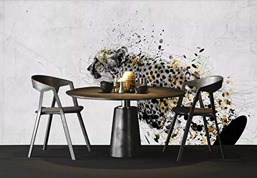 Tapete 3D Wandbild Abstrakter Gepard Minimalistic Retro Fototapete 3D Effekt Vliestapete Wohnzimmer Wanddeko