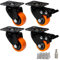 PRIOstahl 4er Set Möbelrollen 40mm Orange - Transportrollen mit Bremse - Schwerlastrollen bis 200kg pro Satz - Lenkrollen für Palettenmöbel Spurlos & Leise für viele Bodenbeläge für Werkzeugwagen