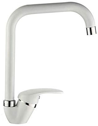 Vetrineinrete® Rubinetto per lavello da cucina a canna alta quadrato miscelatore per lavandino bianco F74