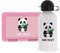 STEMPEL-FABRIK Lunchbox Pink und Trinkflasche mit Design - Panda - Personalisiertes Geschenk - Set - Brotzeitbox - Brotbox und Wasserflasche für Kinder - Einschulungsgeschenke - Kindergarten