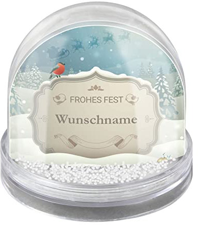 printplanet® - Schneekugel mit eigenen Namen Personalisieren - Motiv: Winterlandschaft