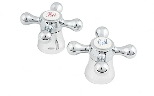 Traditional Chrome Tap Heads Hot and Cold / Cross Bath Knobs Sink Basin Handle