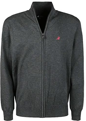 U.S. Grand Polo Equipment & Apparel Giacca Cardigan Pullover con Zip Intera Cerniera Uomo Taglie Forti XXXL 4XL 5XL 6XL (4XL - Grigio)