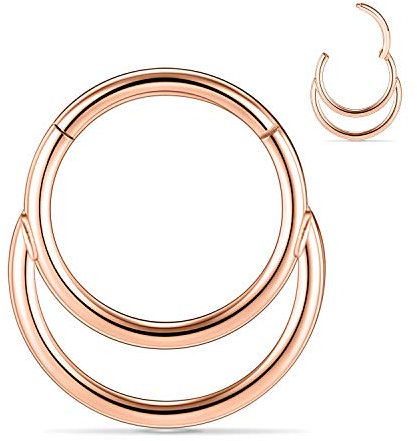 16G Septum Daith Helix Conch Piercing Schmuck Septum Nasenring Septum Daith Schmuck Septum Nasenringe Hoop Septum Piercings Septum Clicker Chirurgenstahl 8mm Knorpel Daith Helix Ohrringe Rose Gold