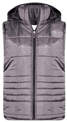 A2Z 4 Kids Girls Boys Sleeveless Hooded Padded Quilted Lined - Gilet Quilted 506 Steel Grey 11-12.
