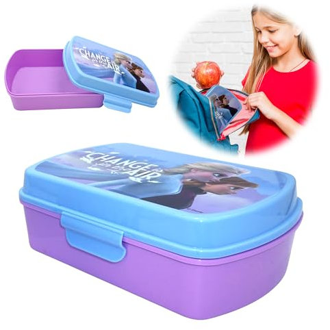 Kids Frozen Lunchbox Reusable Sandwich Box BPA-Free Plastic Leak Proof Snack Box Kid Food Storage Containers Back to School Picnic Camping Sports Travel Snacks Gifts 3+ Years – 16cm