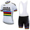 SGCIKER Pro Team BORAHansgrohe World Chanpionship Rainbow Radtrikot Set, Kurzarm Fahrrad bekleidung Lätzchen Kurzsets Gel Pad（XL