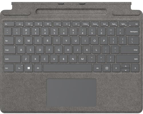 Microsoft Surface Pro Signature Keyboard with pen storage (for Surface Pro 8, 9, X) (QWERTY English) Platinum (Renewed)