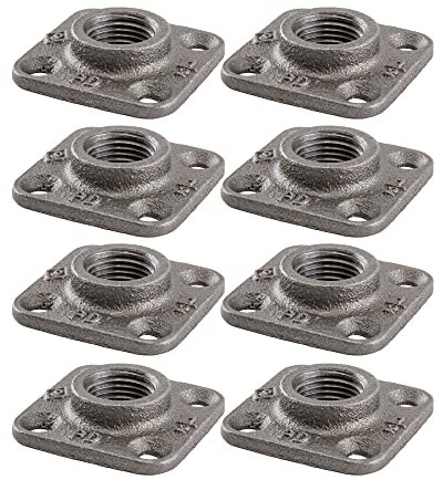 PIPE DECOR 1/2 Black Iron Micro Mini Square Floor Flange (8-Pack)