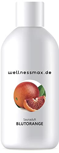 wellnessmax Sauna Aufguss Blutorange, mit 100% natürlichen ätherischen Ölen, tiefer Orangenduft, mit deutlicher Schalennote, natürliches Sauna-Aufguss-Mittel Saunaaufguss zum wohlfühlen (100 ml)