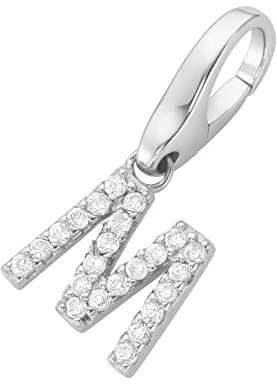 Giorgio Martello Milano Charm Buchstabe M, Zirkonia Steine, Silber 925