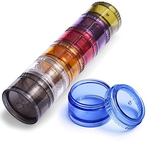 Molirex Pilulier Semainier Medicament, BoîTe à Pilules Ronde De Grande Capacité à 7 Couleurs, BoîTe à Pilules Portable RéSistante à L'Humidité