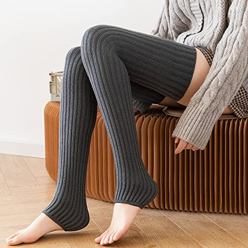 Lange Stretch-Stricksocken für Damen 72cm Winter kniestrümpfe Overknee Strümpfe Wolle Socken Teenager Schüler Überknie Strick Socken Latein-Stiefelbündchen Socken Beinstulpen über Knie
