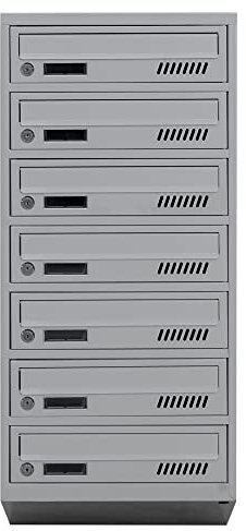 Cassette postali con fissaggio a parete EURO GDS 7 RAL 7035 cassetta postale condominiale Depot 7 con 7 alloggi, cassetta delle lettere
