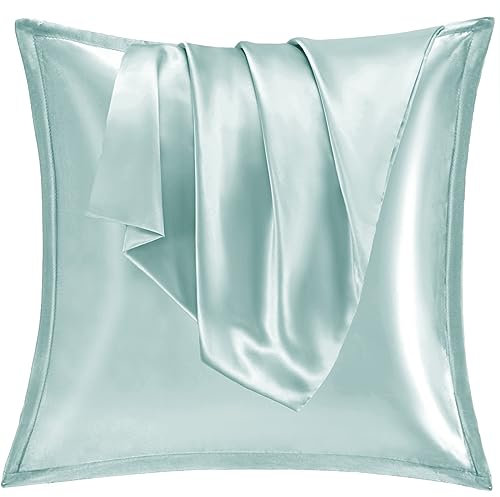 Vielit 2er Set Satin Kissnbezug 80x80 mit Zip,Weich wie EIN Silk Pillowcase,wie Seidenkissenbezug Geeignet für Curly Haar,Satin Kopfkissenbezug Kissenbezüge Grün Kissenhülle
