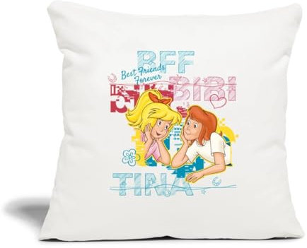 Spreadshirt Bibi Und Tina Best Friends Forever Kissenbezug 45 x 45 cm, One Size, Naturweiß