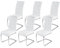 KHG 6er Set Esszimmerstühle Schwingstuhl Polsterstuhl Küchenstuhl Kunstleder Weiß - Design Stuhl Sitzhöhe 48 cm - Freischwinger mit integriertem Griff, für Büro Küche Wohnzimmer