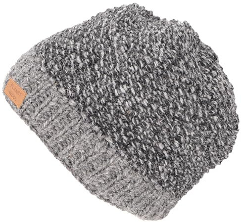 GURU SHOP Kuschelige Handgestrickte Wollmütze mit Perlmuster, Wintermütze, Herren/Damen, Grau/anthrazit, Wolle, Size:One Size