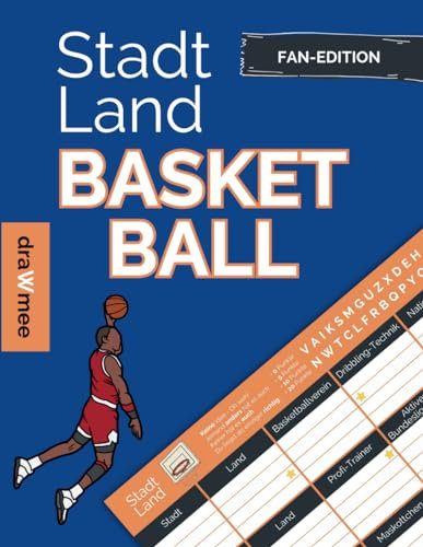 Stadt Land Basketball: Fan-Edition Quiz Geschenk für Basketballfans: Spieleblock mit 35 Blatt Din-A4 (Seiten zum Ausschneiden)