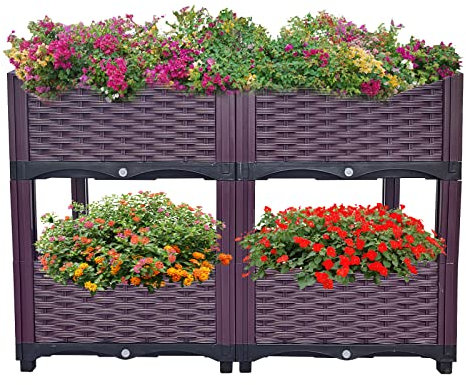 HOMIZEN Hochbeet Blumenbeet Hochbeete-Kit für Garten Pflanzbeet Kunststoff Blumenbeet Blumentöpfe Garten-Kit